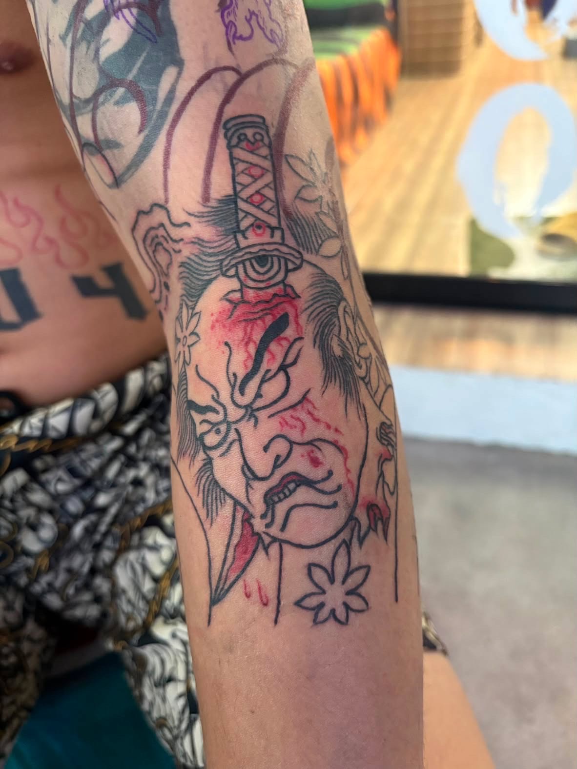 Japanese samurai and dagger tattoo